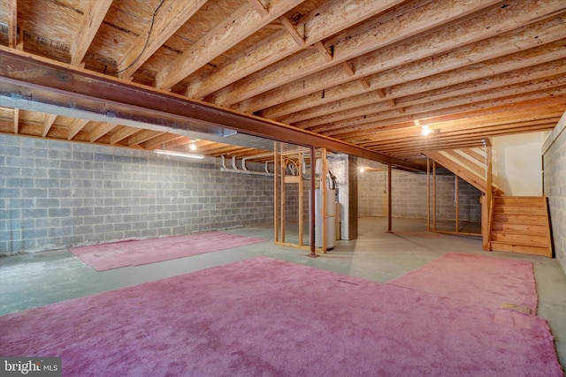 basement with water heater