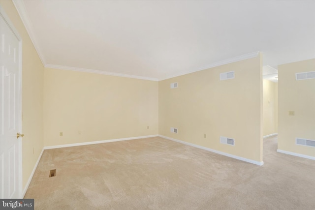 carpeted empty room with crown molding