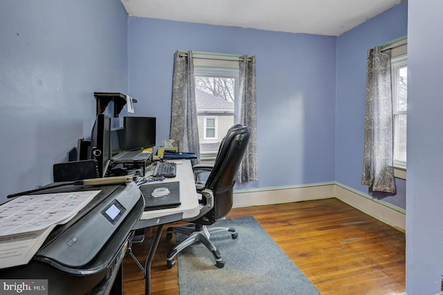 office area featuring wood-type flooring