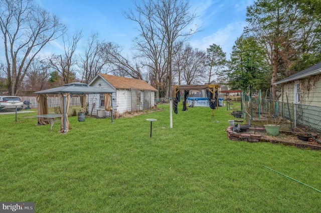 view of yard with a gazebo