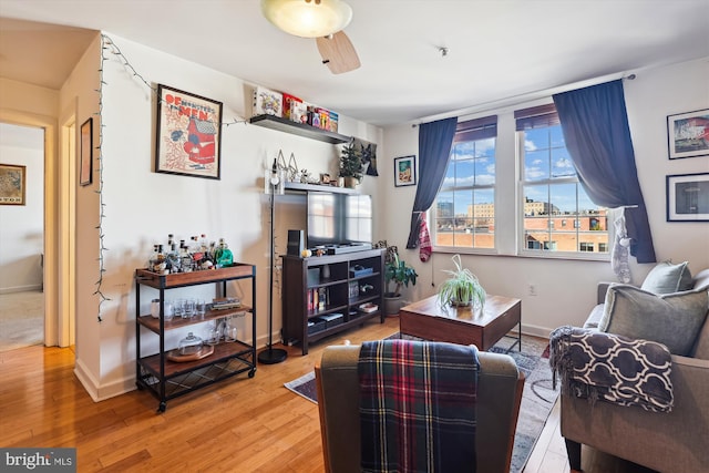 living room with wood-type flooring