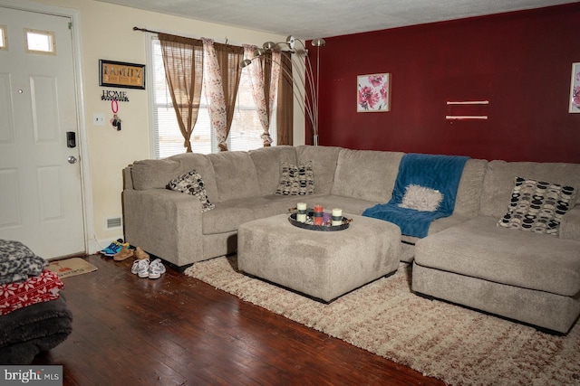 living room featuring hardwood / wood-style floors and a wealth of natural light