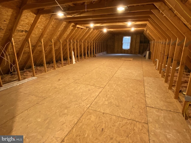 view of unfinished attic