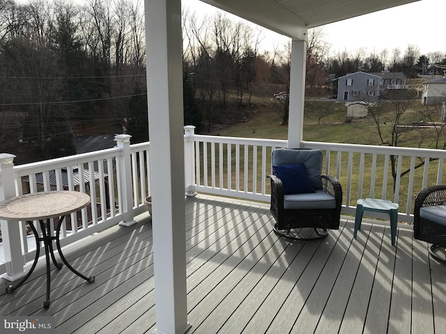 deck with a lawn