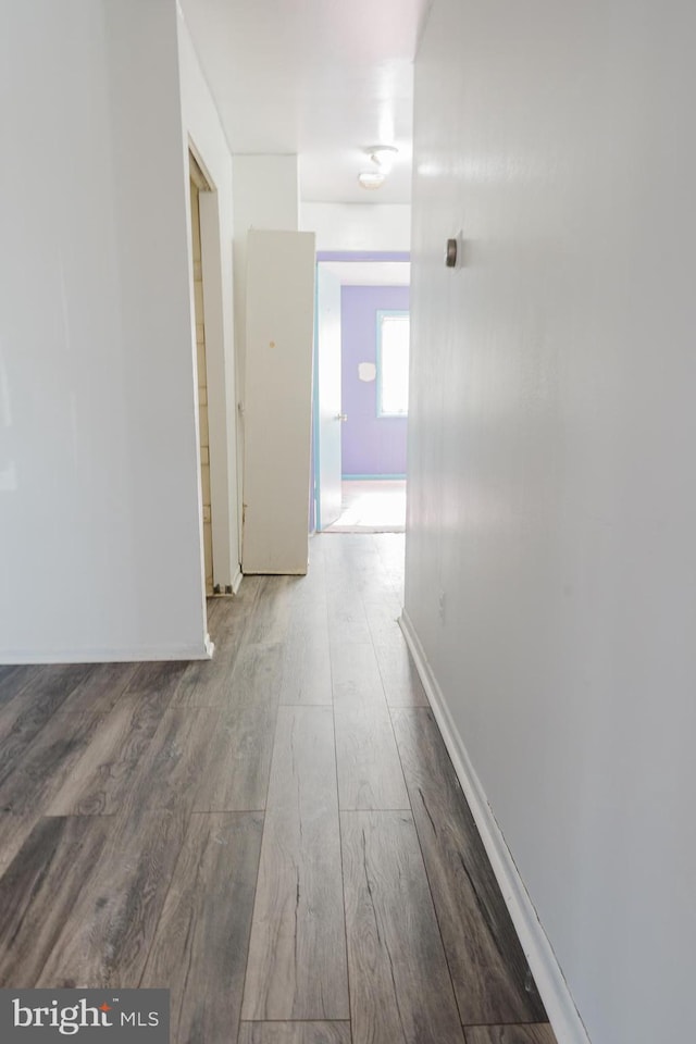 hallway with hardwood / wood-style floors