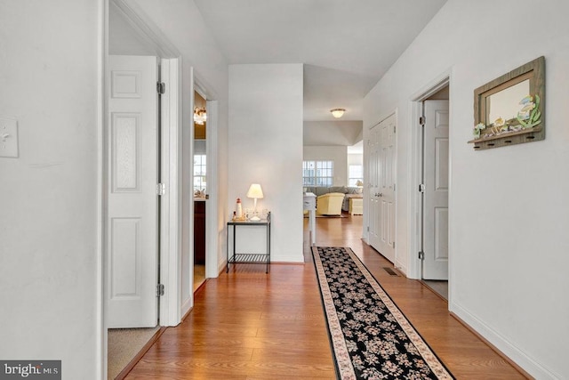 hall featuring hardwood / wood-style floors