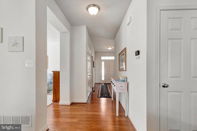 hall featuring light wood-type flooring