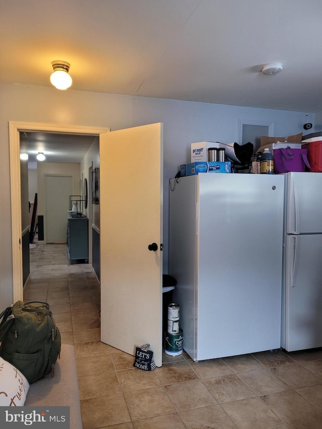 kitchen with white fridge