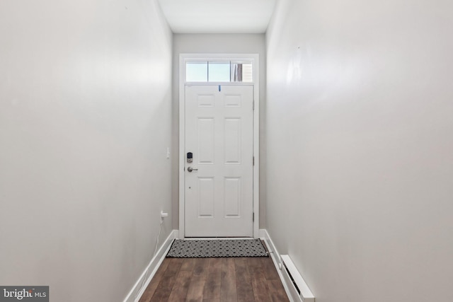 doorway featuring dark hardwood / wood-style flooring