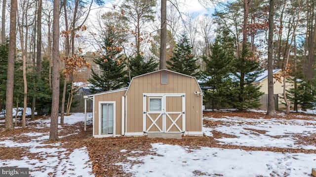 view of snow covered structure