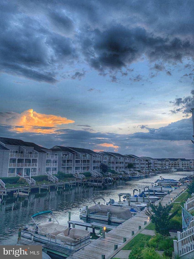 water view with a boat dock