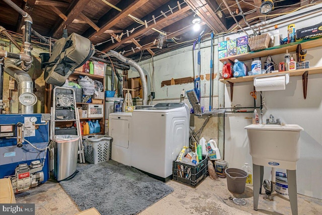 basement with washing machine and clothes dryer