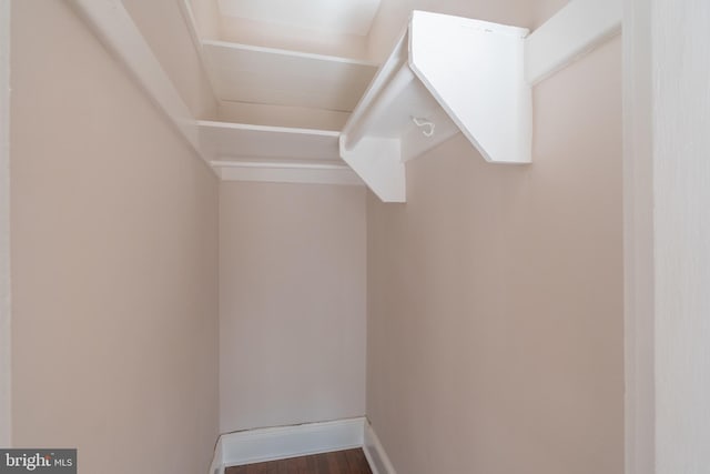 walk in closet featuring hardwood / wood-style flooring