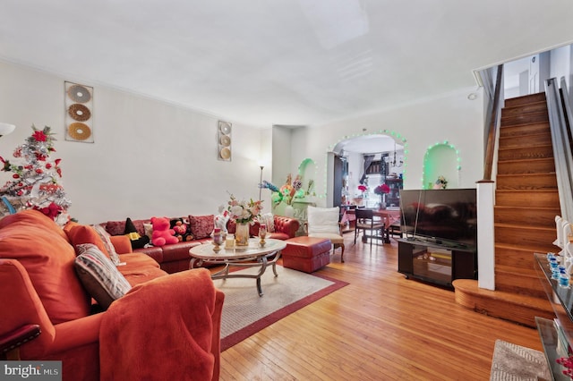 living room featuring wood-type flooring