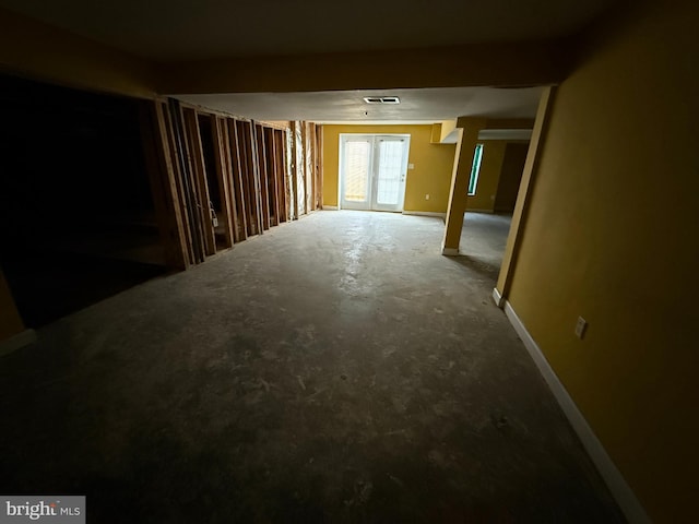 basement with french doors