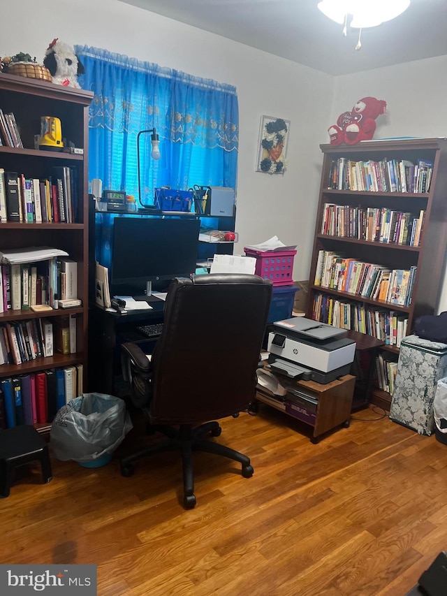 office space featuring hardwood / wood-style flooring