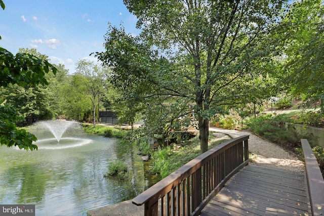 exterior space with a water view