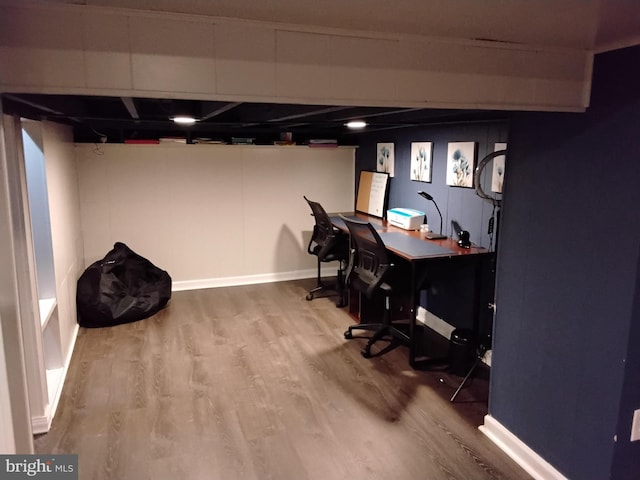 office area with hardwood / wood-style flooring