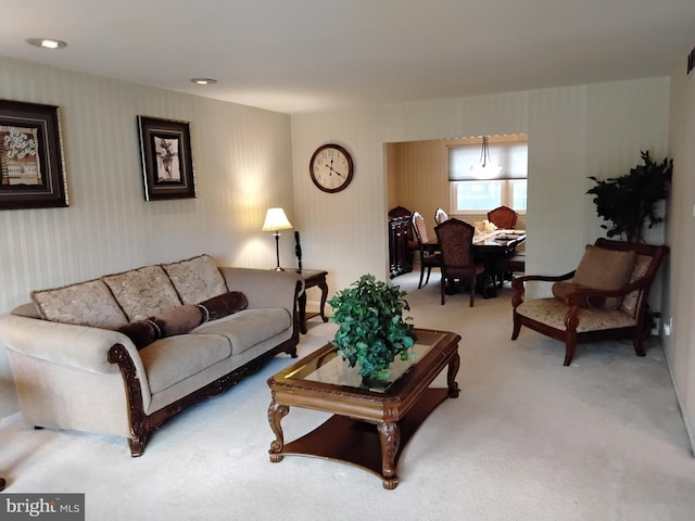 living room with carpet