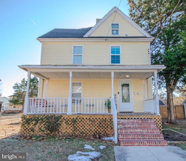 view of front of home with covered porch