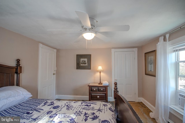 bedroom featuring ceiling fan