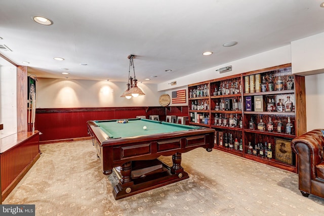 recreation room with billiards