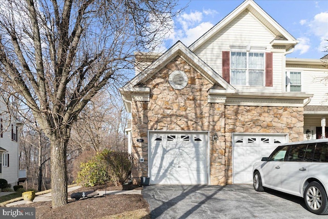 exterior space with a garage