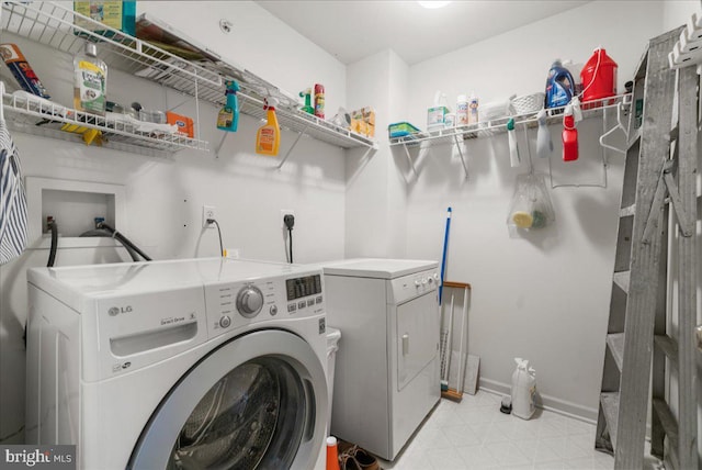 laundry room featuring washing machine and clothes dryer