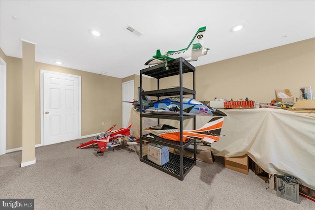 playroom featuring carpet flooring