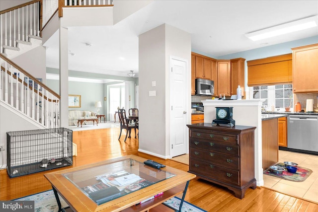 living room featuring light hardwood / wood-style floors