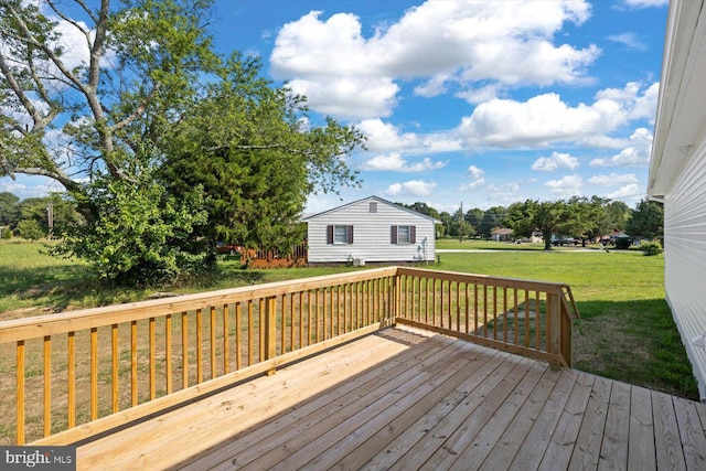 deck with a lawn