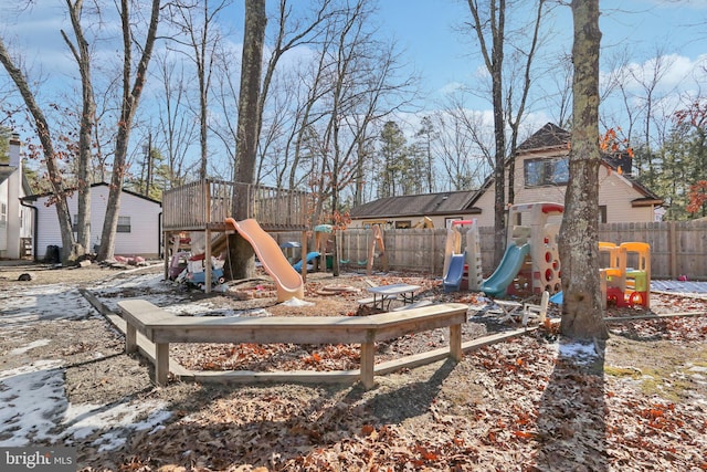 view of yard with a playground