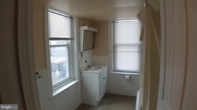 bathroom with vanity and a healthy amount of sunlight