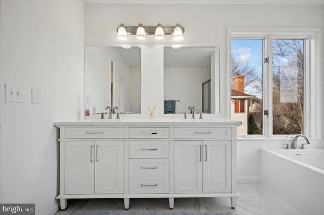 bathroom featuring vanity and a bathing tub