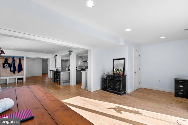 interior space with light hardwood / wood-style flooring