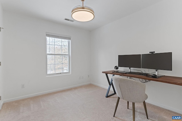 view of carpeted office space