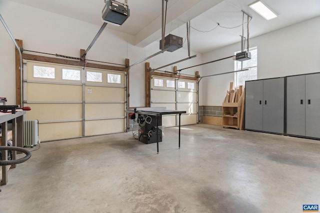 garage with a garage door opener