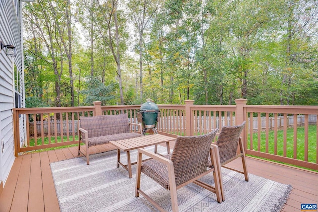 deck featuring an outdoor living space