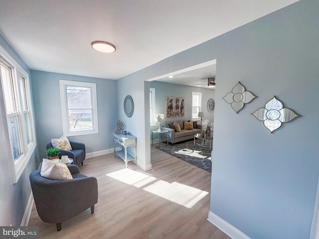 living area featuring light hardwood / wood-style flooring