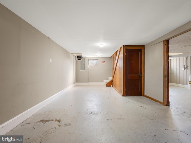 basement with baseboards