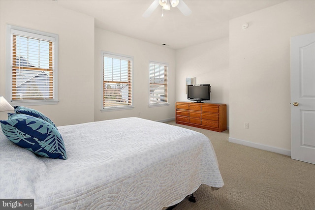 bedroom with carpet and ceiling fan