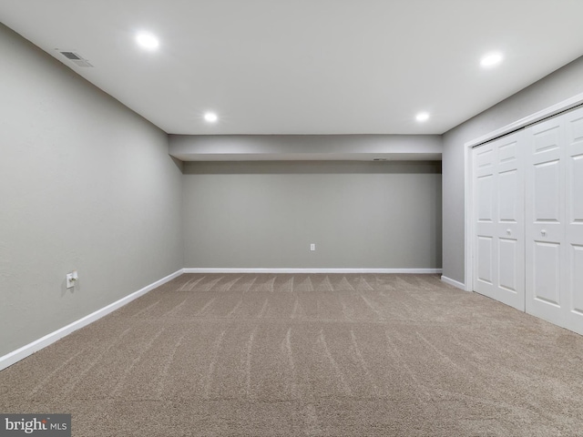 basement with carpet