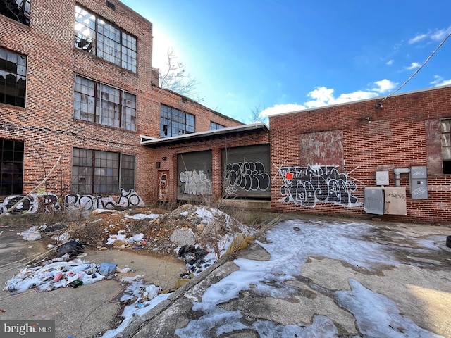 view of snow covered exterior