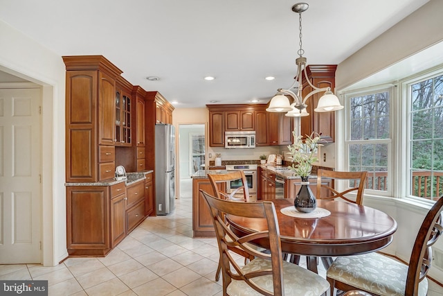 view of tiled dining room