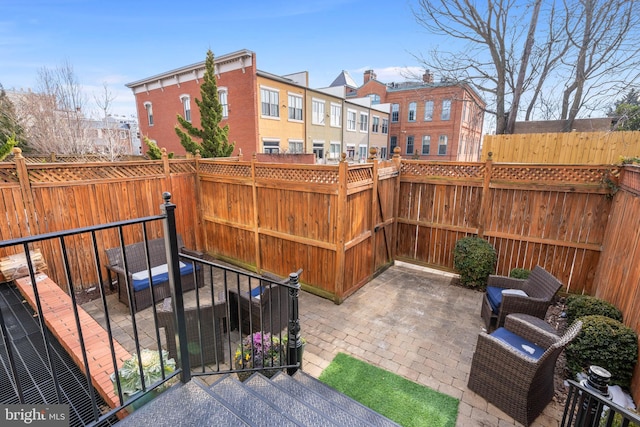 view of patio featuring an outdoor living space