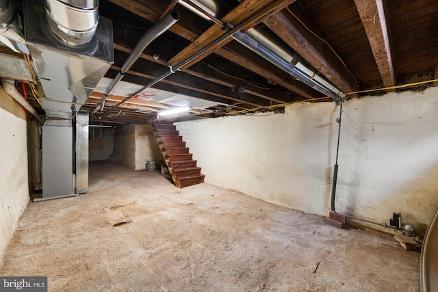 basement with heating unit