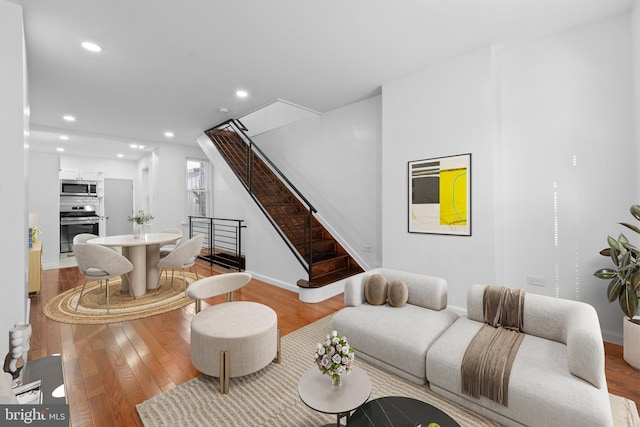 living room featuring light wood-type flooring