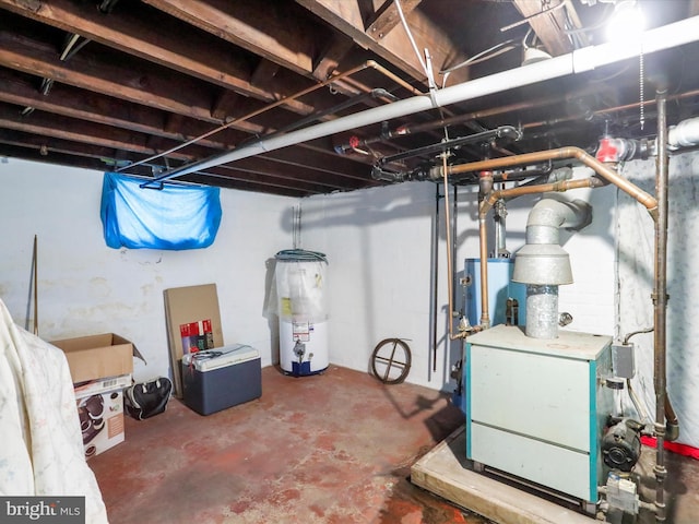 basement with gas water heater