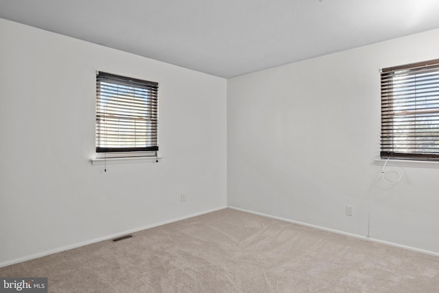 spare room with light carpet and a wealth of natural light