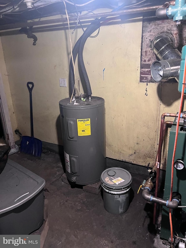 utility room with water heater